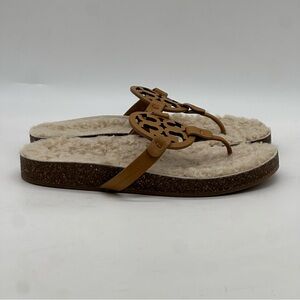 Tory Burch Miller Cloud Shearling Leather  Sandals. Size 9.5